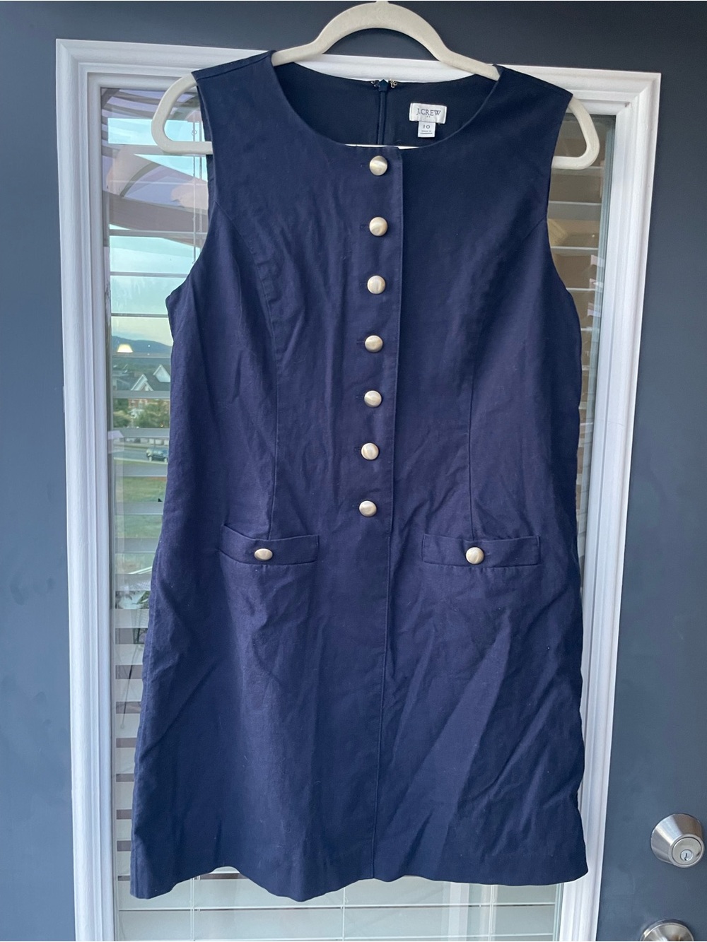 J. Crew Navy Sleeveless Button-Front Mini Dress Size 10